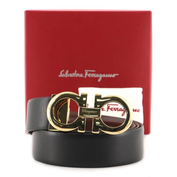 Salvatore Ferragamo Gancini Reversible Belt Leather Size 32 - Picture 1 of 5